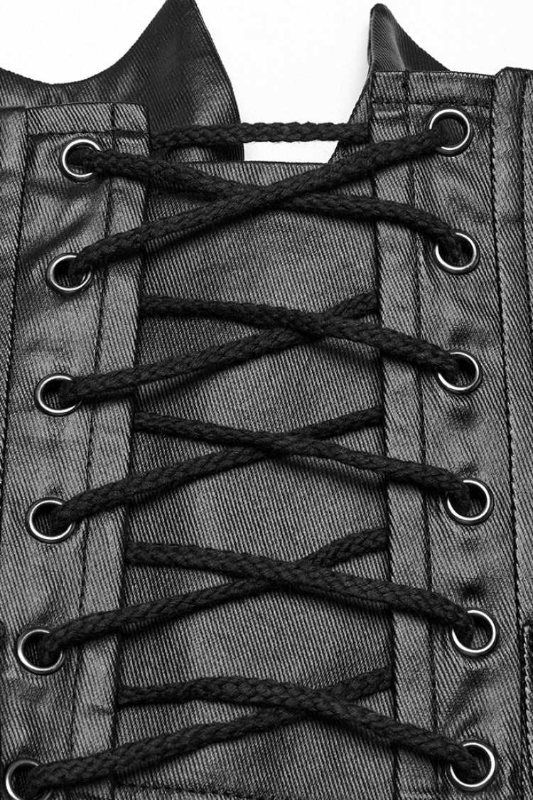 Punk Underbust Corset with Batlike Stitching & Zip Front