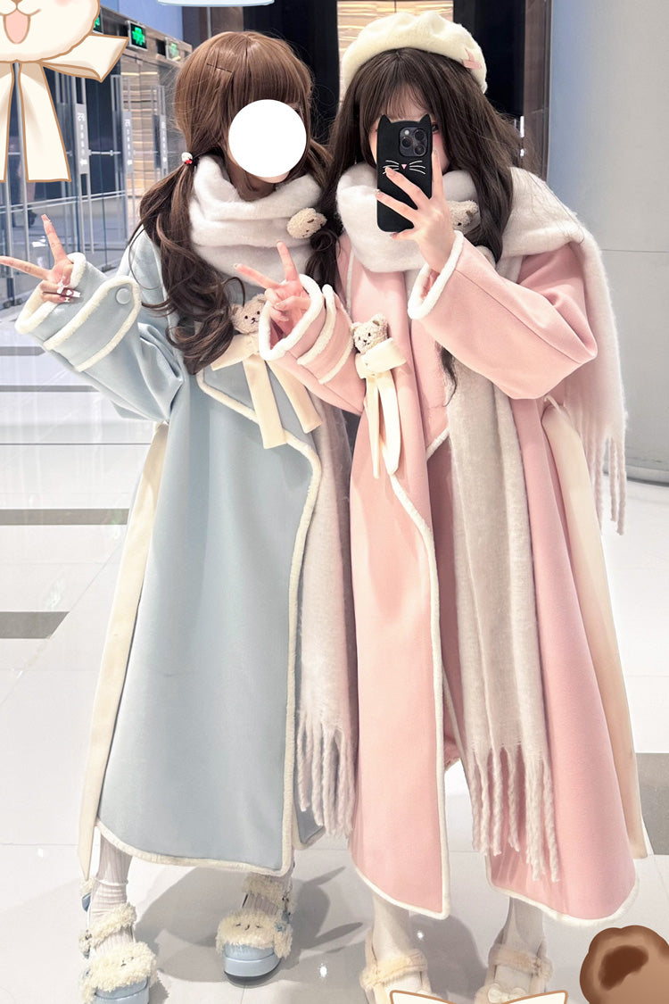Cute Bear Bow-Adorned Sweet Lolita Long Coat in Two Colors