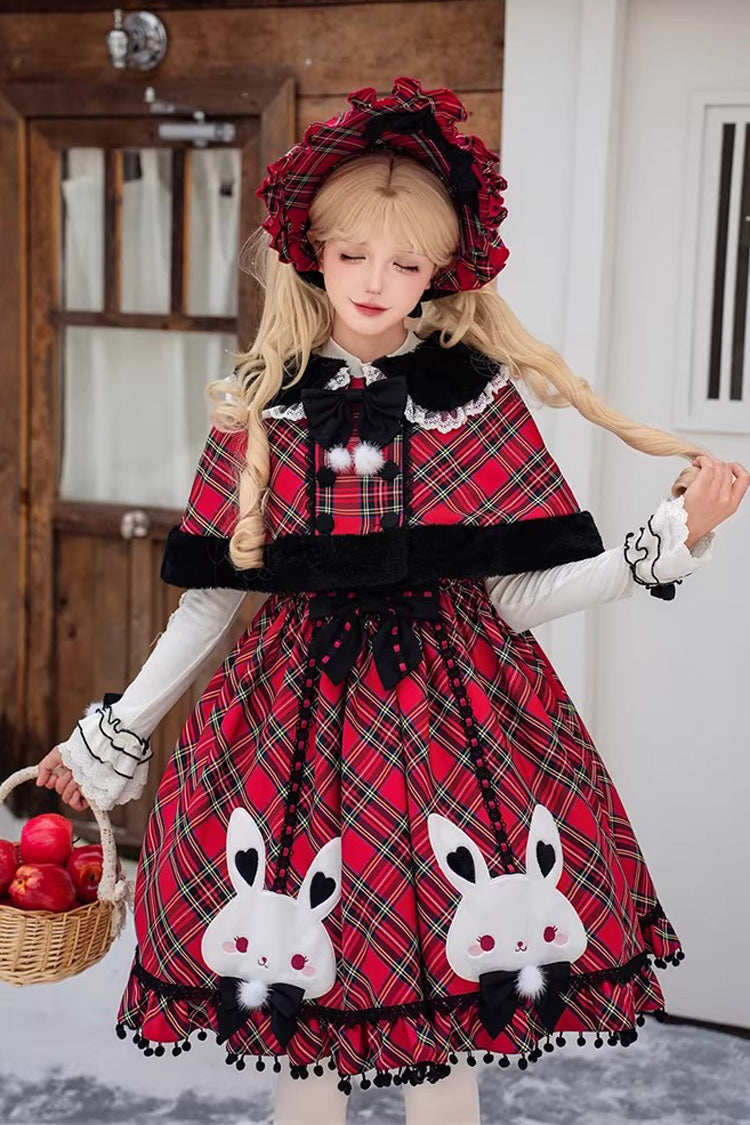 Red Witch Gargamel Square Collar Sleeveless Printed Ruffled Bow Lace-Up Gothic Jsk Dress