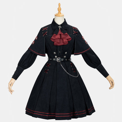 Gothic Lolita Black Costume Military Uniform