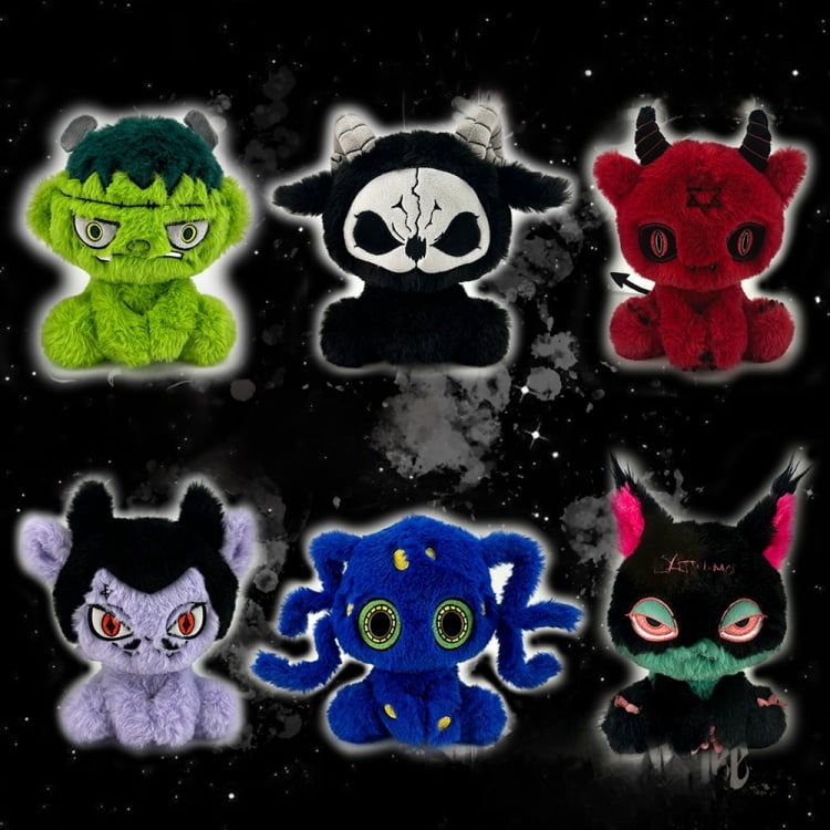 Black Pink and Green Gothic Cat Plushie