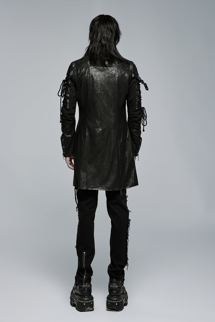 Men's Steampunk Windbreaker with Metal Buckle Trim