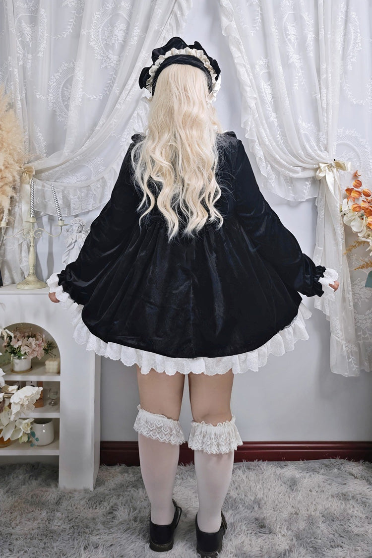 Stand Collar Long Sleeves Ruffled Bow Gothic Plus Size Lolita Dress