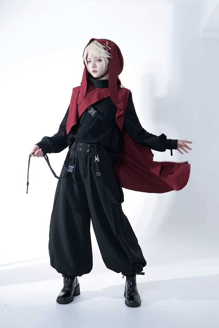 Handsome Rabbit Motif Ouji Lolita Outfit in Black