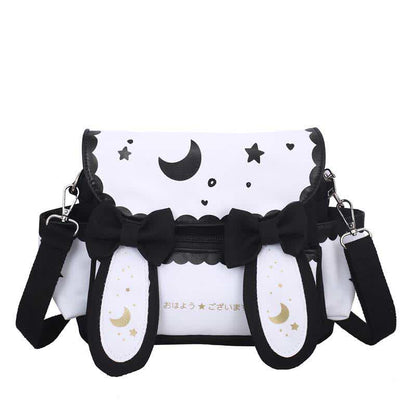 Moon Star Print Bunny Ears Bow Decor Crossbody Bag