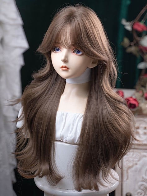 Brown Length Wavy Wig Air With Bangs 71CM