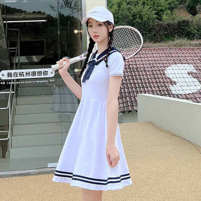 Cute Couple Sailor Collar Dress T-Shirt Shorts