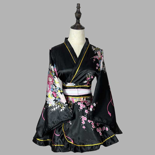 Cosplay Retro Flower Print V-neck Kimono Costume