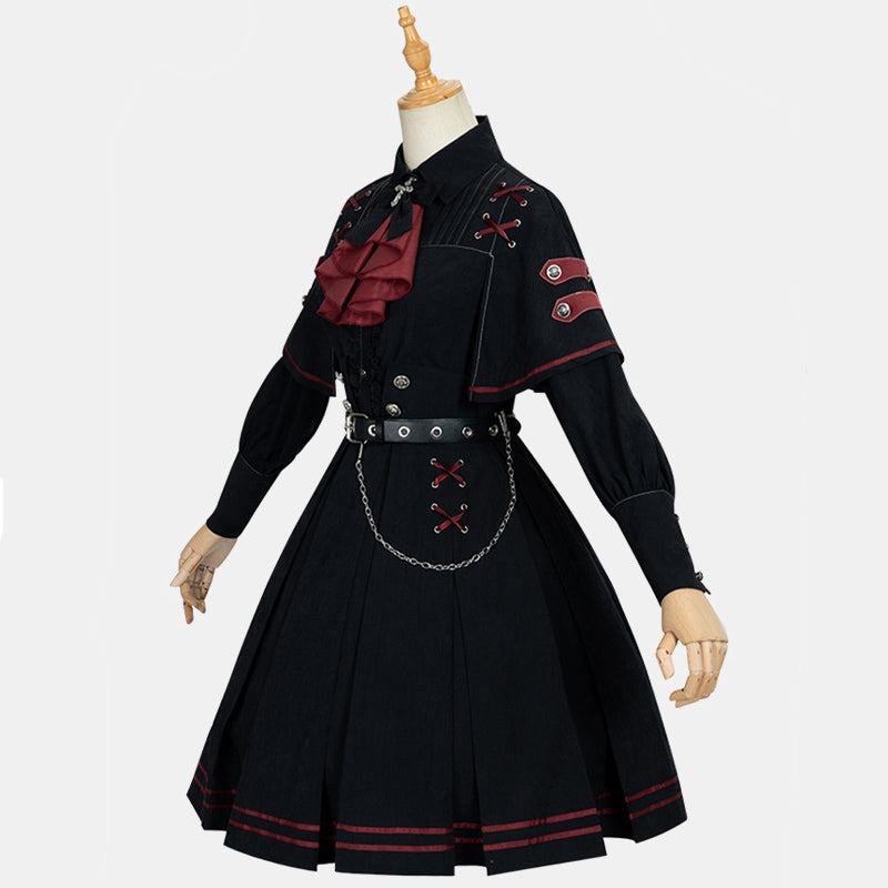 Gothic Lolita Black Costume Military Uniform