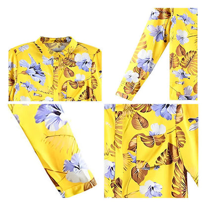 Yellow Flowers Printed Long Sleeve Shirt