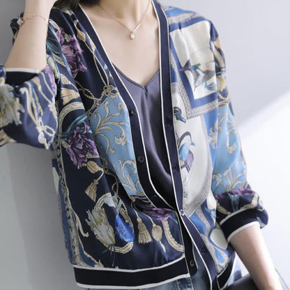 Retro Blue Bird Printed Shirt