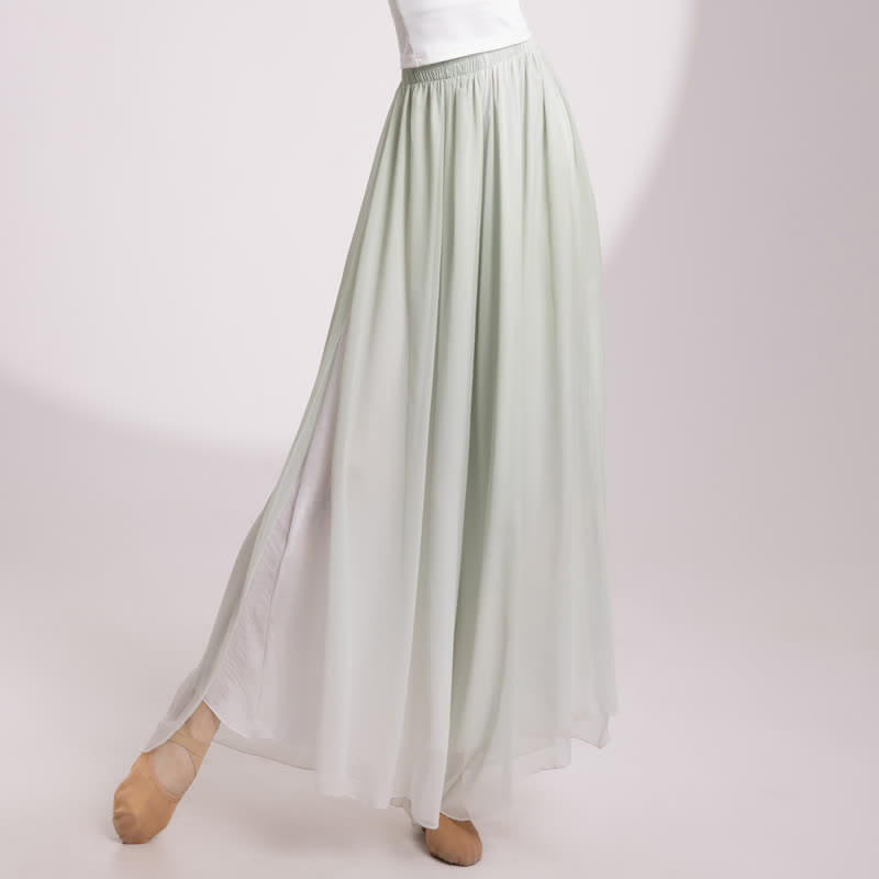 Gradient Color Chiffon Flowy Split Wide Leg Pants