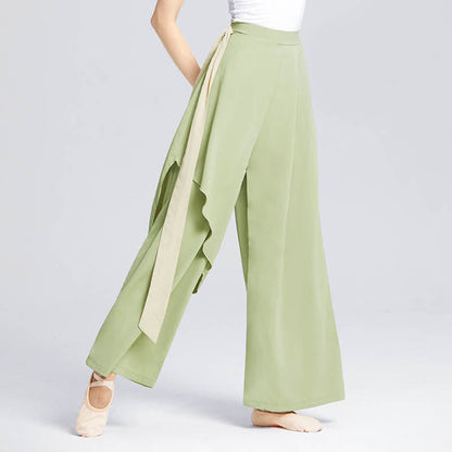 Flowy Ribbon Lace Up Wide Leg Pants