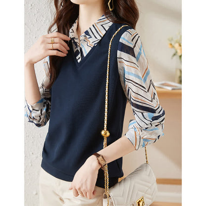 Chic Stripe Print Lapel Shirt