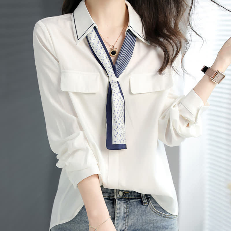 Chic V-neck with Tie Shirt