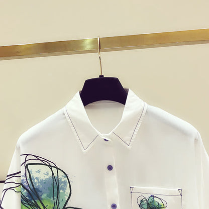 Floral Print Short Sleeve Lapel Shirt