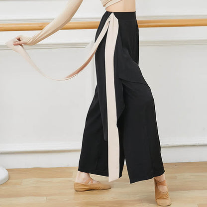 Flowy Ribbon Lace Up Wide Leg Pants