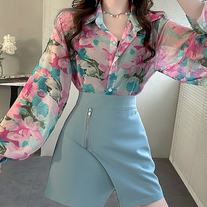 Fashion Flowers Colorful Long Sleeve Shirt