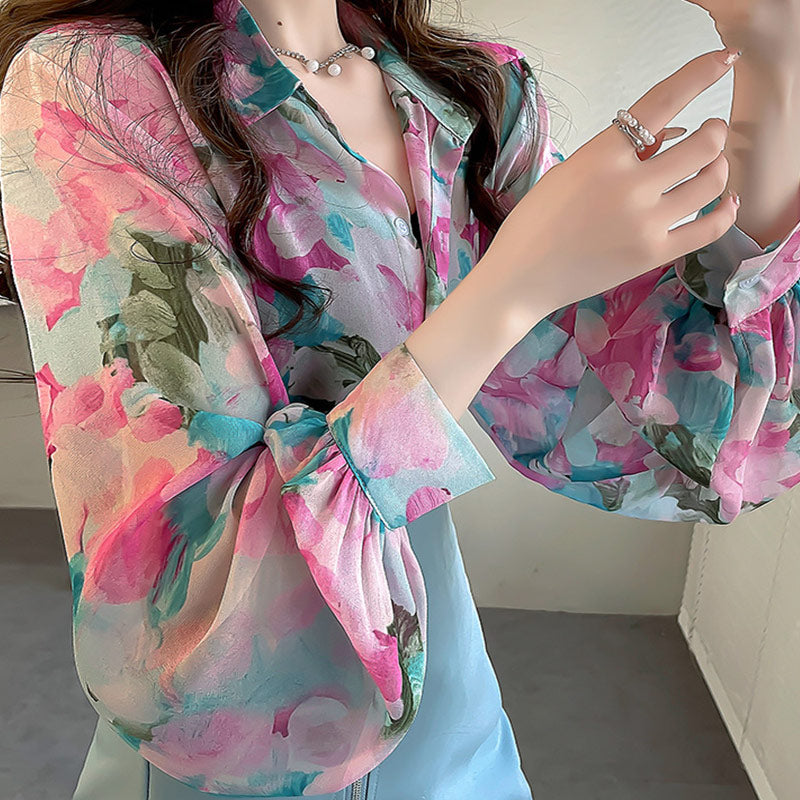 Fashion Flowers Colorful Long Sleeve Shirt