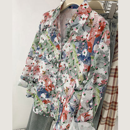 Colorful Floral Print Long Sleeve Shirt