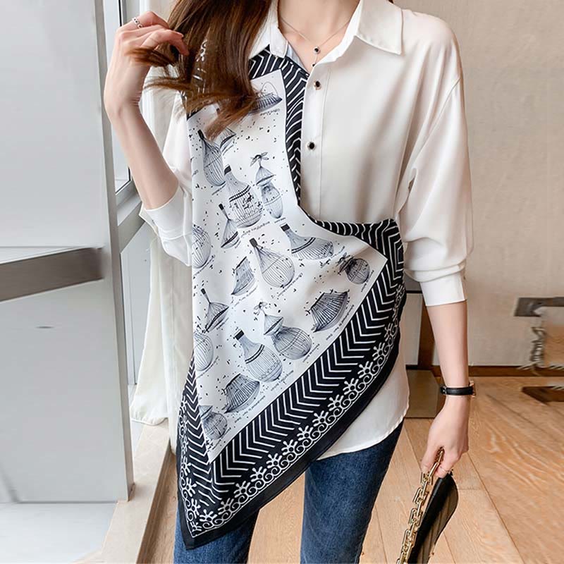 Vintage Contrasting Colors Irregular Shirt