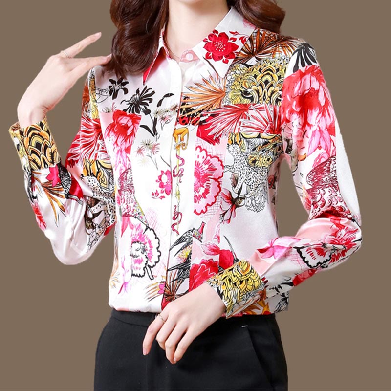 Vintage Flowers Print Long Sleeve Shirt