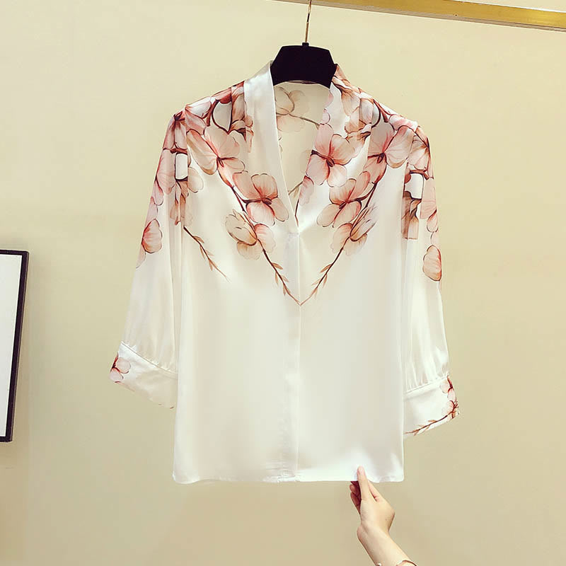 Pink Flowers Print Shirt