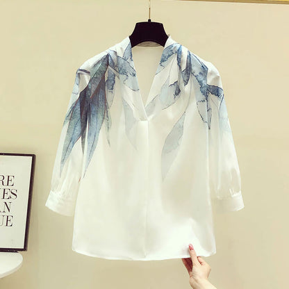 Elegant Leaf Print Fashion Shirt