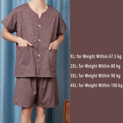 Chic Cotton Solid Color Button Cardigan Pajamas Set