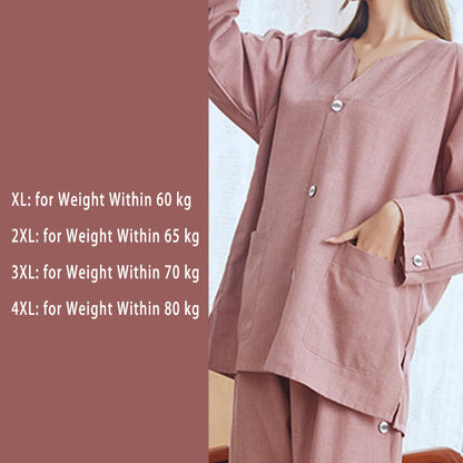 Chic Cotton Solid Color Button Cardigan Pajamas Set