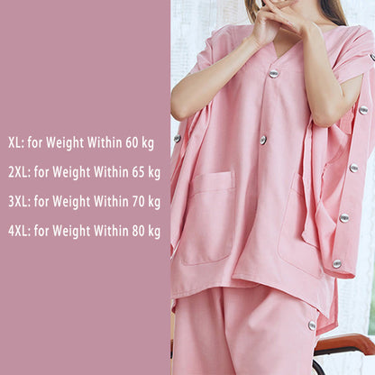 Chic Cotton Solid Color Button Cardigan Pajamas Set