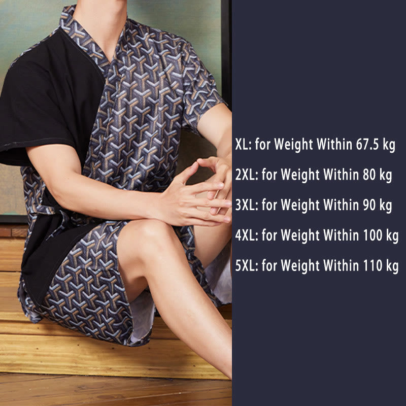 Couple Cotton Vintage Print T-Shirt Shorts Pajamas Set