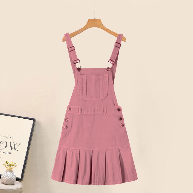 Sweet Irregular Shirt Pink Suspender Skirt