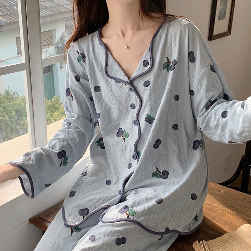 Kawaii Cartoon Long Sleeve Shirt Pants Pajamas Set