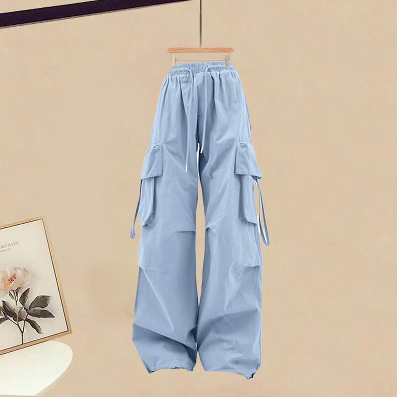 Cartoon Print Casual T-Shirt Blue Cargo Pants