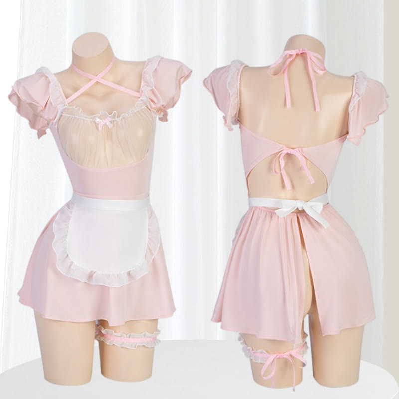 Pink Bunny Maid Uniform Lingerie Dress