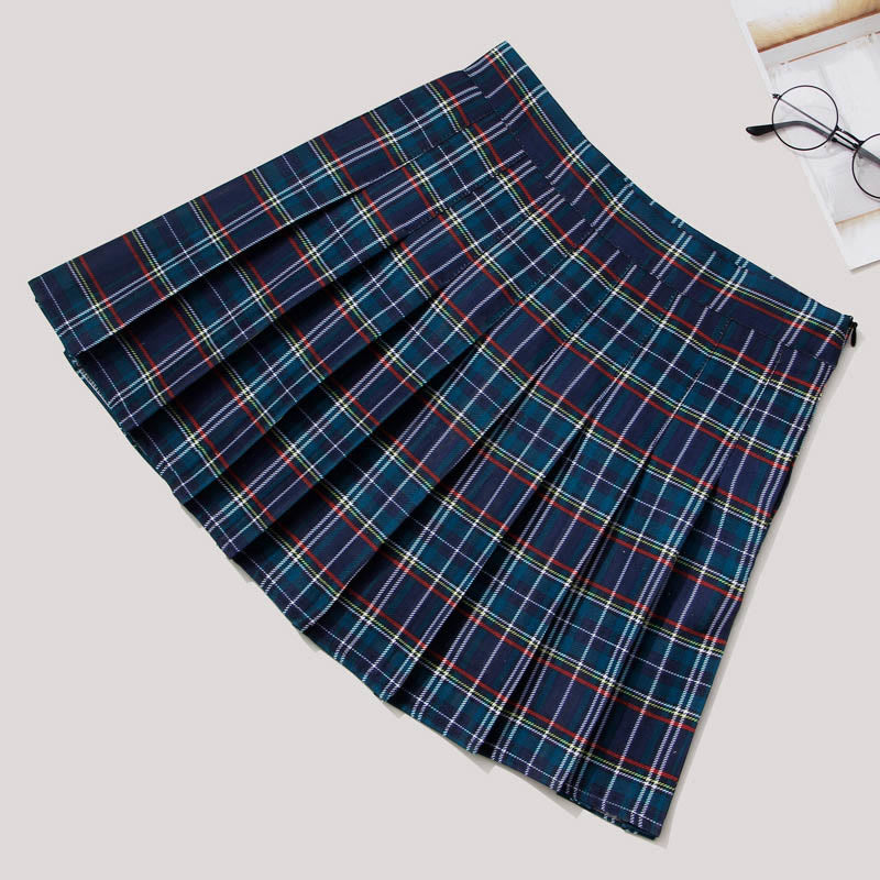 Plaid High Waist Casual Pleated Skirt