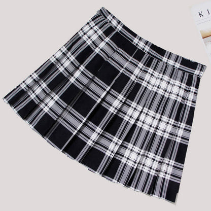 Plaid High Waist Casual Pleated Skirt