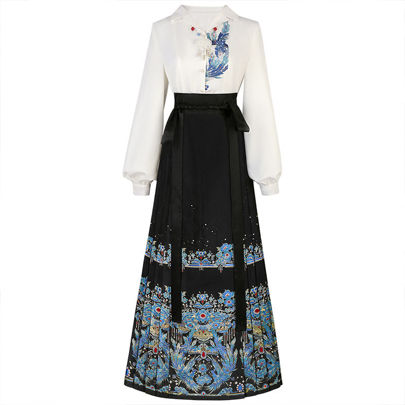 Plumage Embroidery Shirt Flower Tapestry Skirt