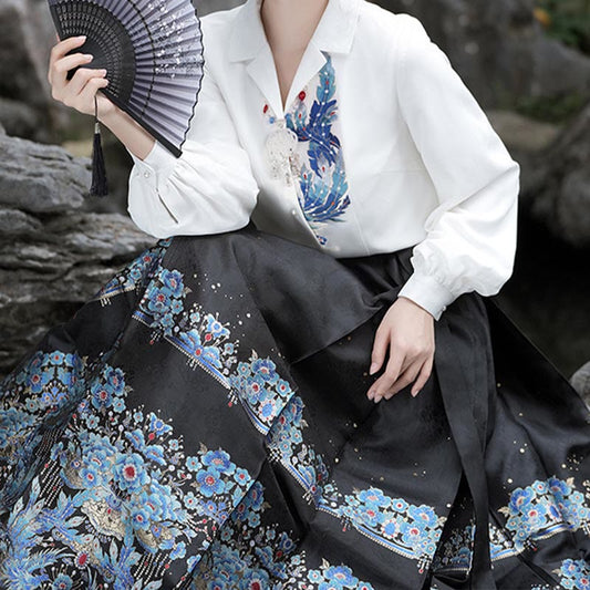 Plumage Embroidery Shirt Flower Tapestry Skirt