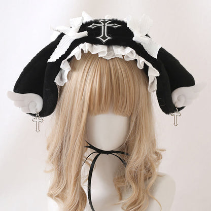 Sweet Bowknot Cross Decor Lolita Plush Hat