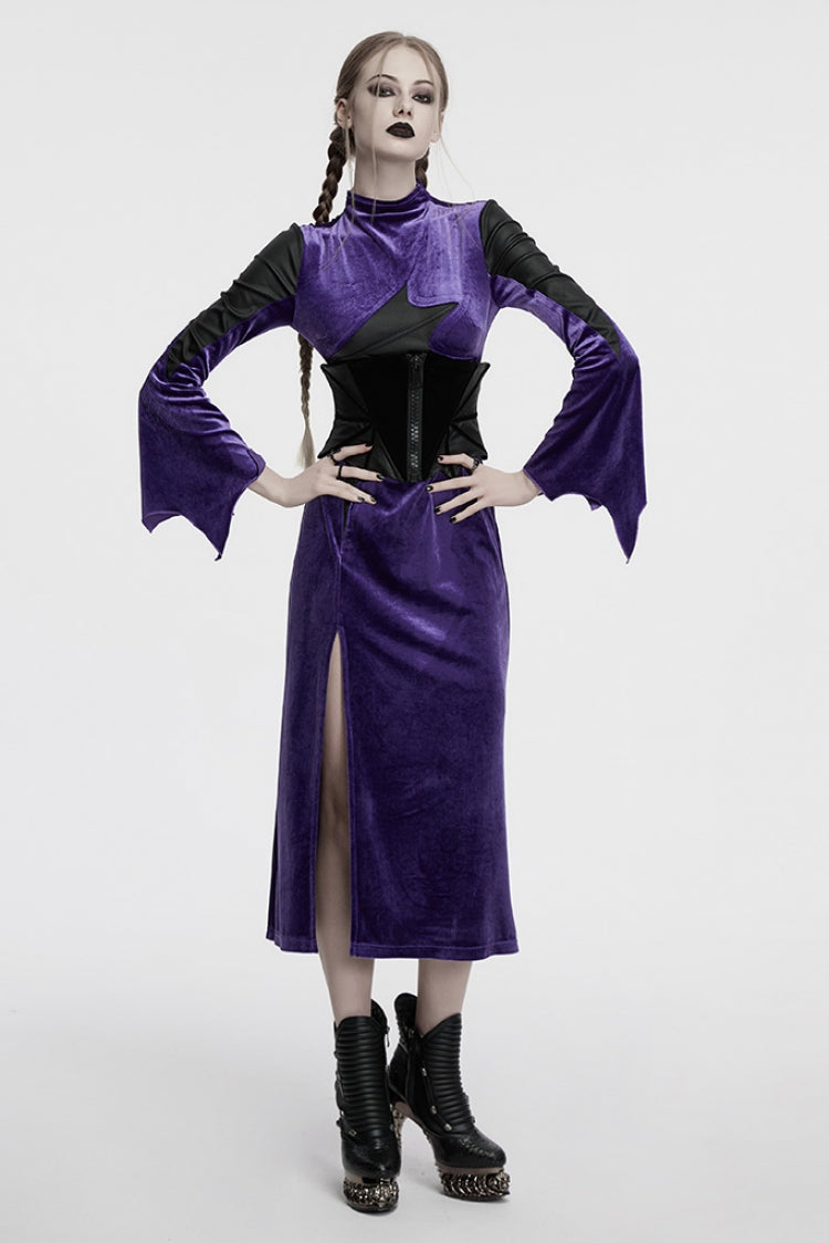 Gothic Underbust Corset for Her with Batwing & Lace-Up Front