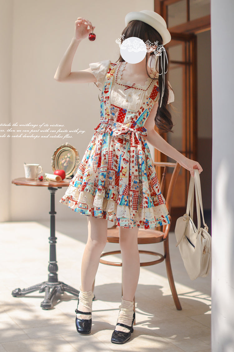 Vintage Lolita Jumper Dress with Layered Ruffles