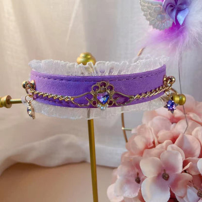 Purple Furry Fox Ears Tail Paw Headband Accessory