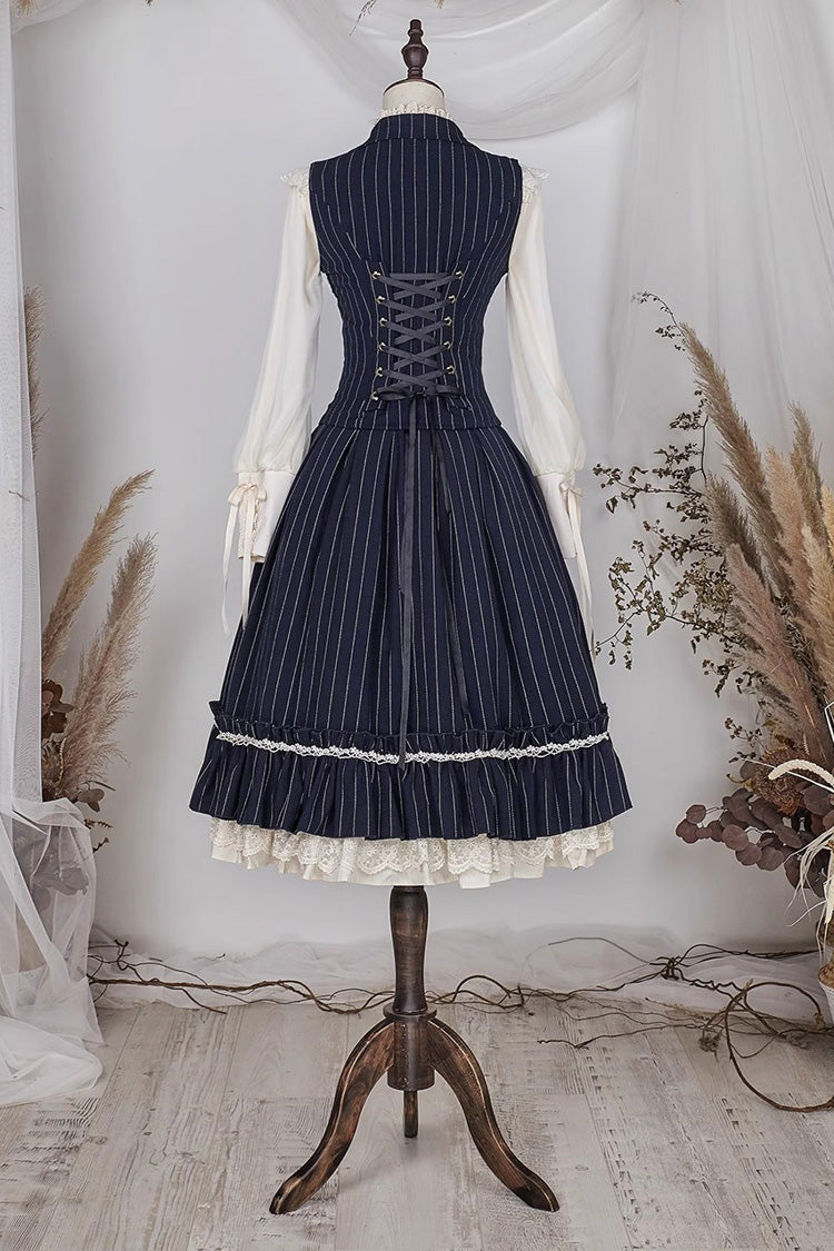 Striped Print Ruffled Elegant College Sweet Skirt - 3 Tones