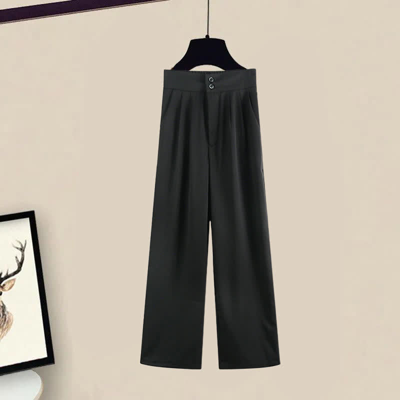 Casual Lapel Pocket Shirt High Waist Pants Set