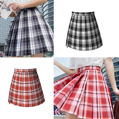 Plaid Print Pleated Skirt Bow Tie Set