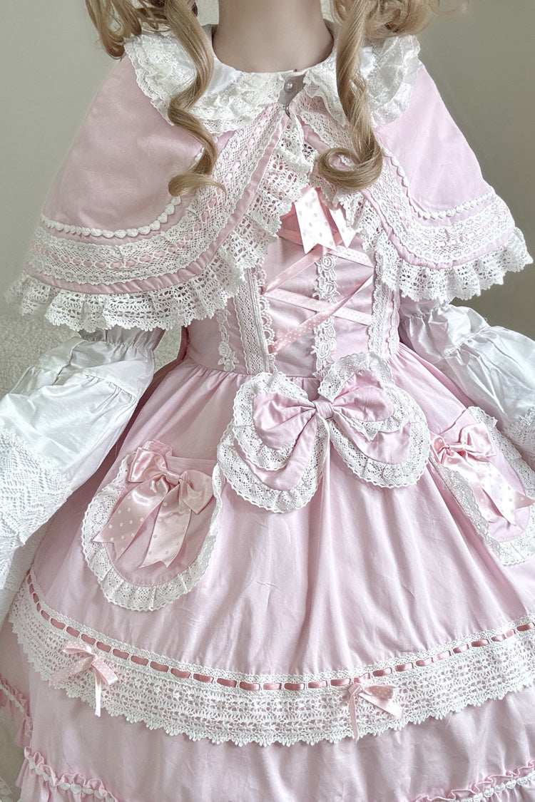 Pink [Bobo Bunny Doll] Ruffled Bow Lace-Up Sweet Lolita Jsk Dress