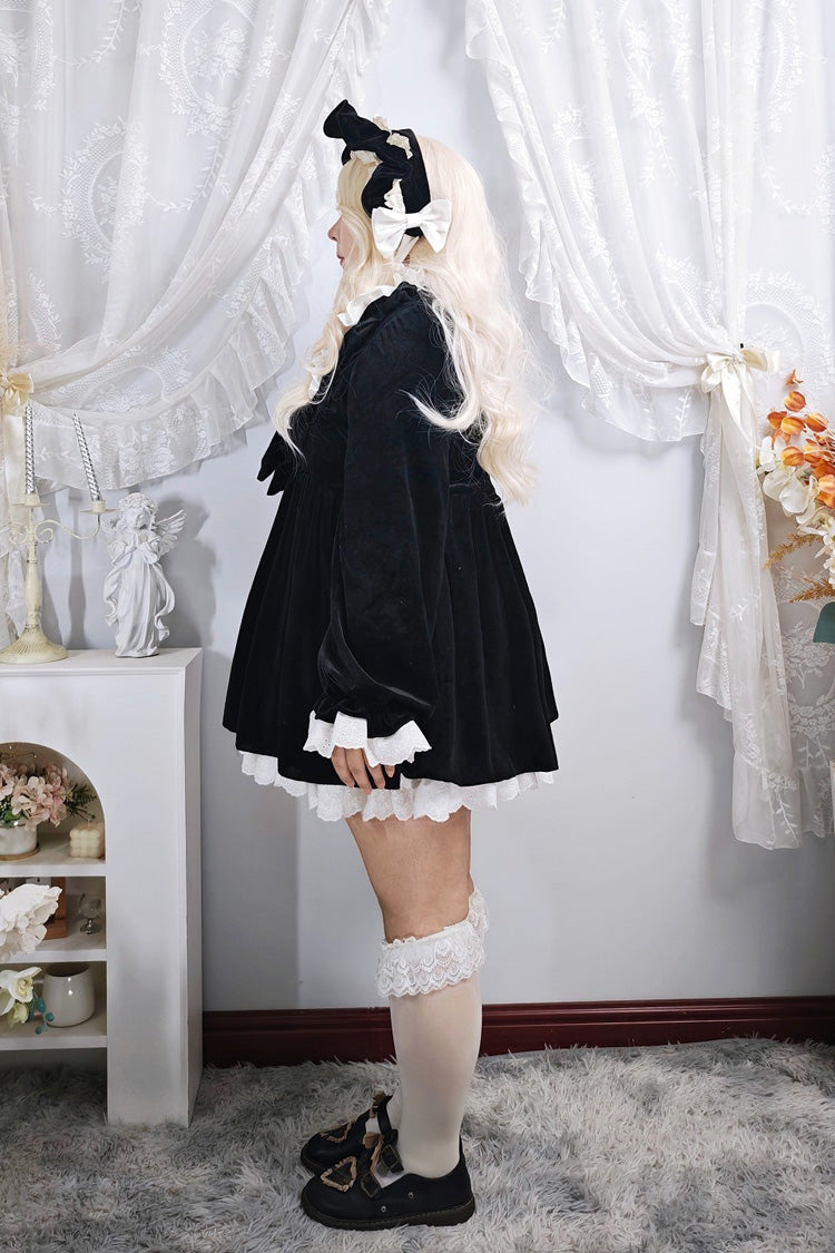 Stand Collar Long Sleeves Ruffled Bow Gothic Plus Size Lolita Dress