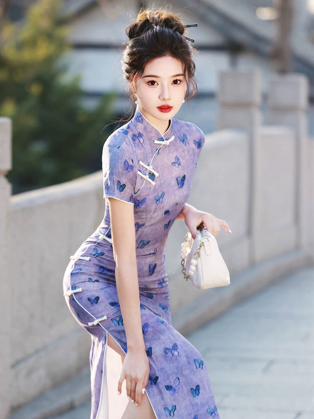 Purple Butterfly Cheongsam